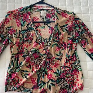NIC+ZOE Multicolor Floral lightweight sweater wrap cardigan